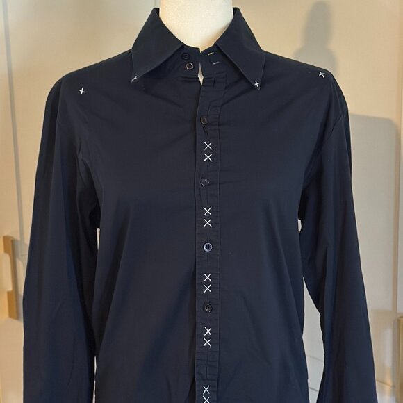 Vintage 7 Diamonds Navy Button Down Shirt | S | Stretch Fit - Picture 1 of 5